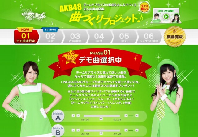 AKB48　LINEで「AKB48　曲づくりプロジェクト」